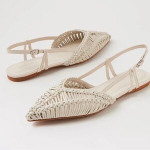 Seychelles Woven Pointed Slingback Flats in Cream